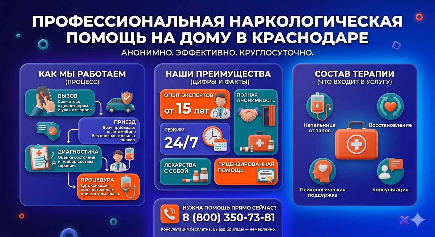 Инфографика о принципах лечения алкоголизма на дому в Чегеме: этапы вызова нарколога, преимущества анонимной детоксикации и состав медицинской помощи.